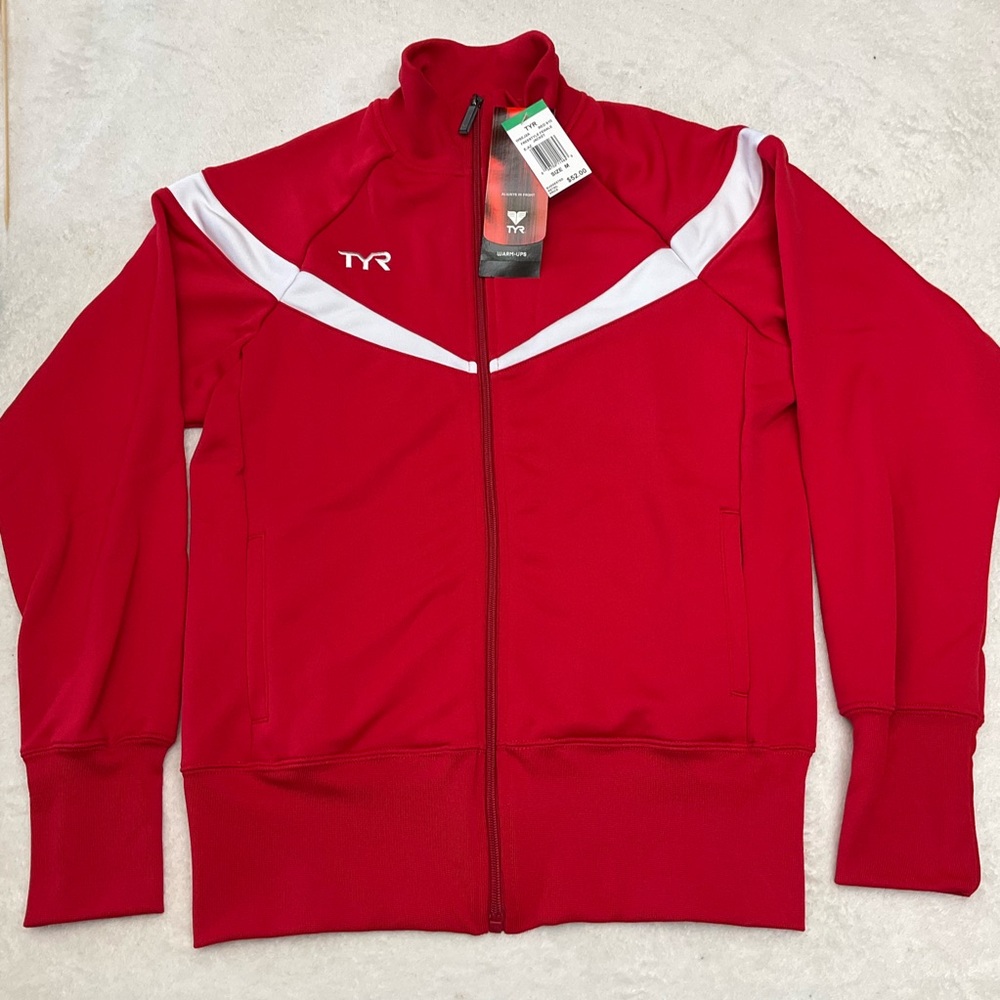 🌼4/$10🌼 NWT TYR Swim Female Freestyle Warm-Up Full Zip Red White Jacket Medium